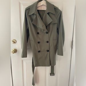 Lands' End Short Trench Coat Womens Size 12 Green, Pristine & Fit for a Queen!